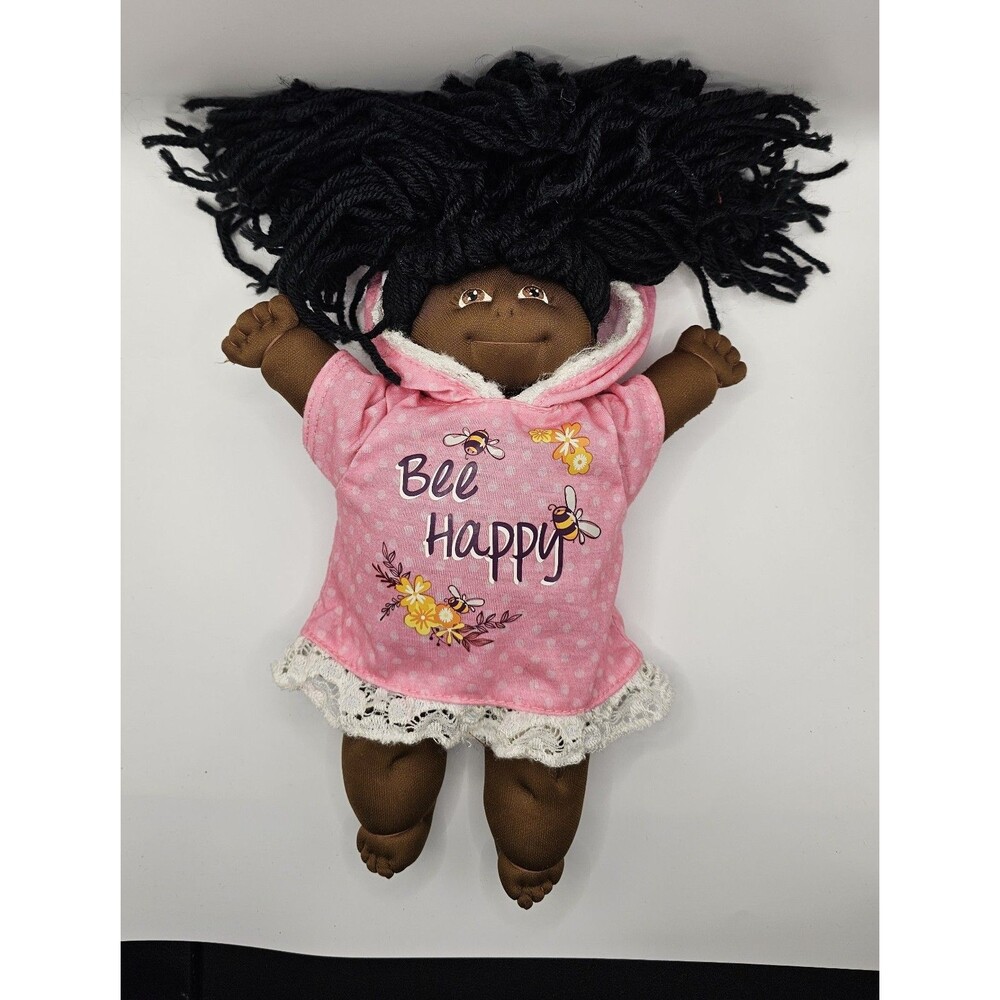 Soft Rag Doll Cloth Doll Yarn Hair Pink Bee Happy Outfit Plush Toy